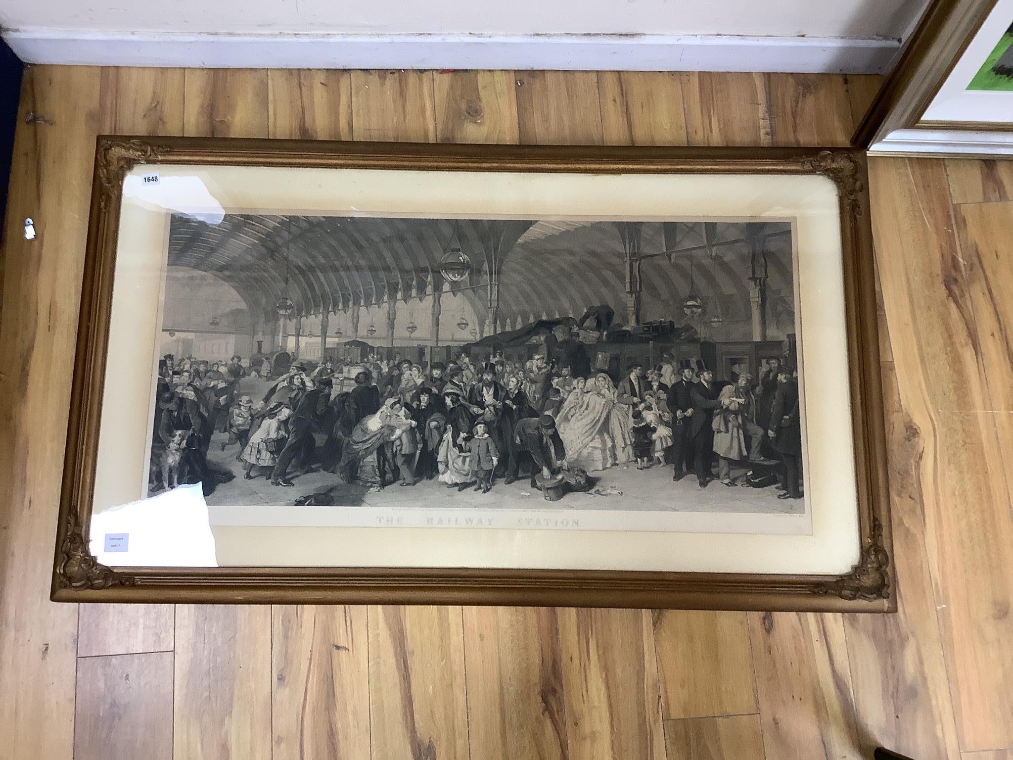Francis Hall after William Powell Frith, engraving, The Railway Station 47x113cm
